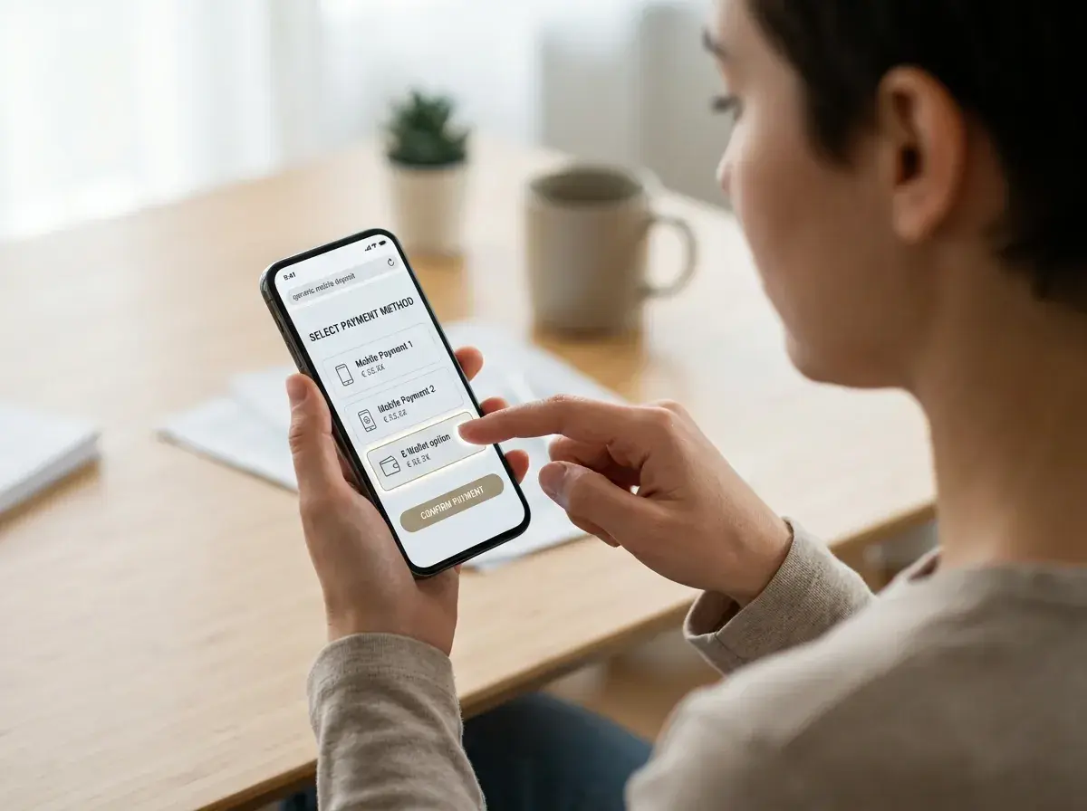 Výběr mobilní platby v sekci vkladu u casina Betor na telefonu