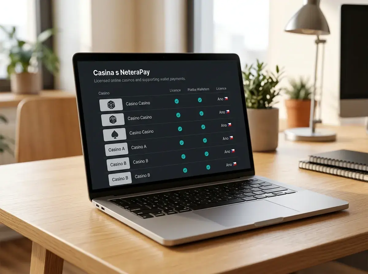 Licencovaná česká online casina podporující platbu přes peněženku NeteraPay