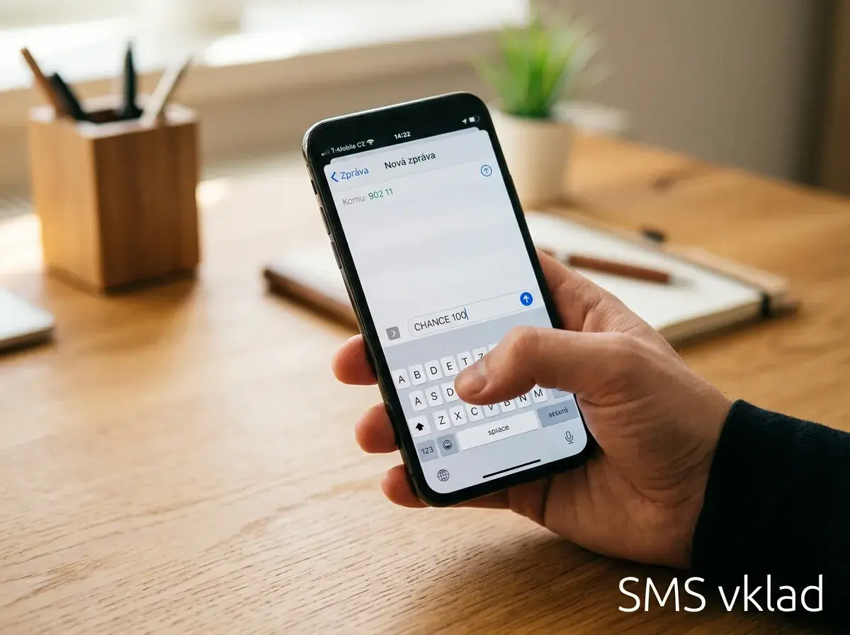 Odeslání SMS s pevnou částkou na číslo 90211 pro vklad do Chance
