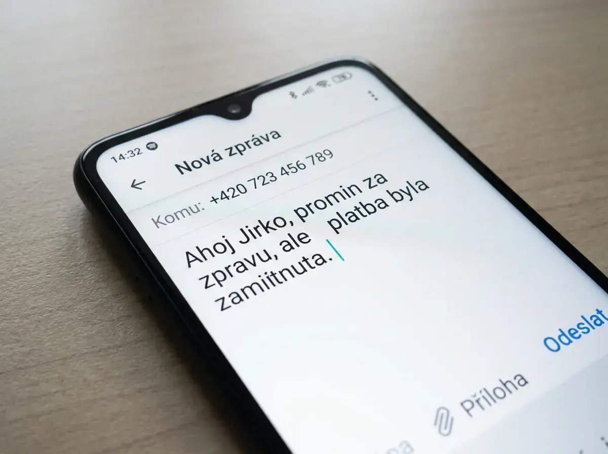 Chybný tvar SMS zprávy vedoucí k zamítnutí přímého vkladu na 90211