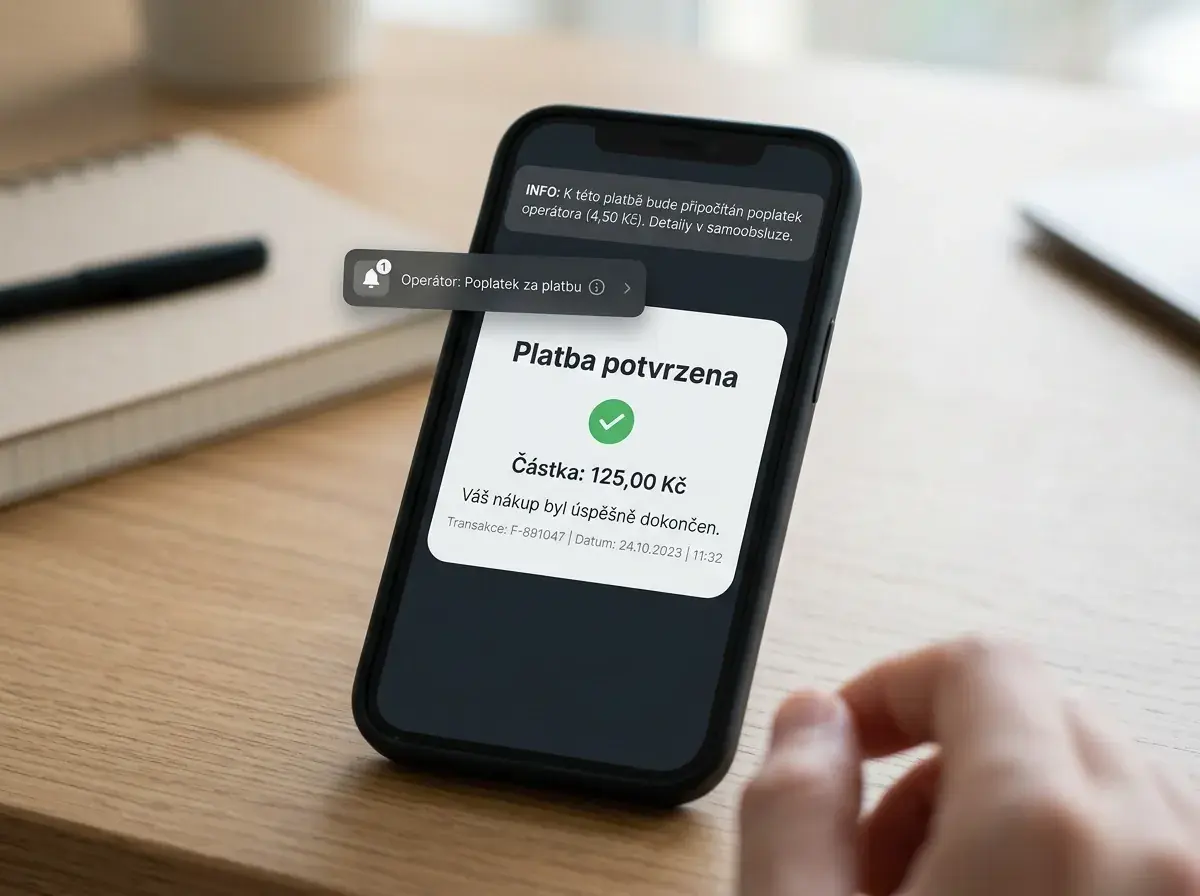 Potvrzení mobilní platby u Forbes a přirážka na vyúčtování operátora