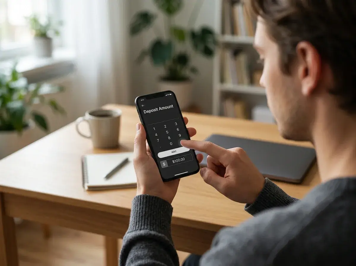 Postup mobilního vkladu u casina Grandwin na displeji telefonu