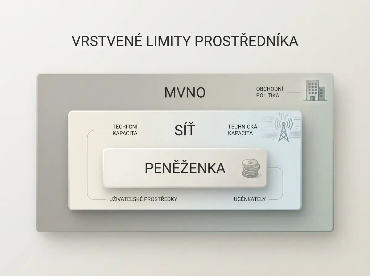 Limity M-platby u MVNO odvozené od mateřské sítě a prostředníka
