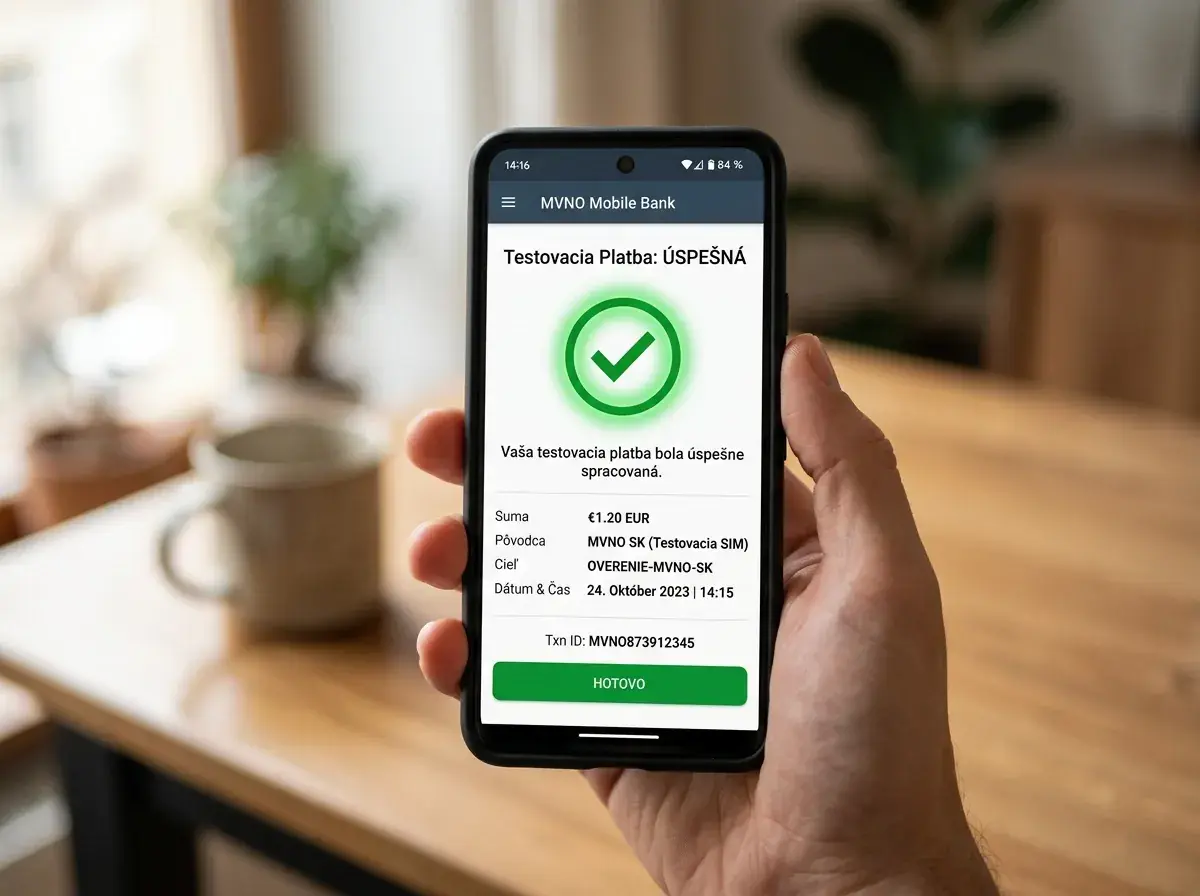 Malý testovací vklad u MVNO pro ověření podpory mobilní platby