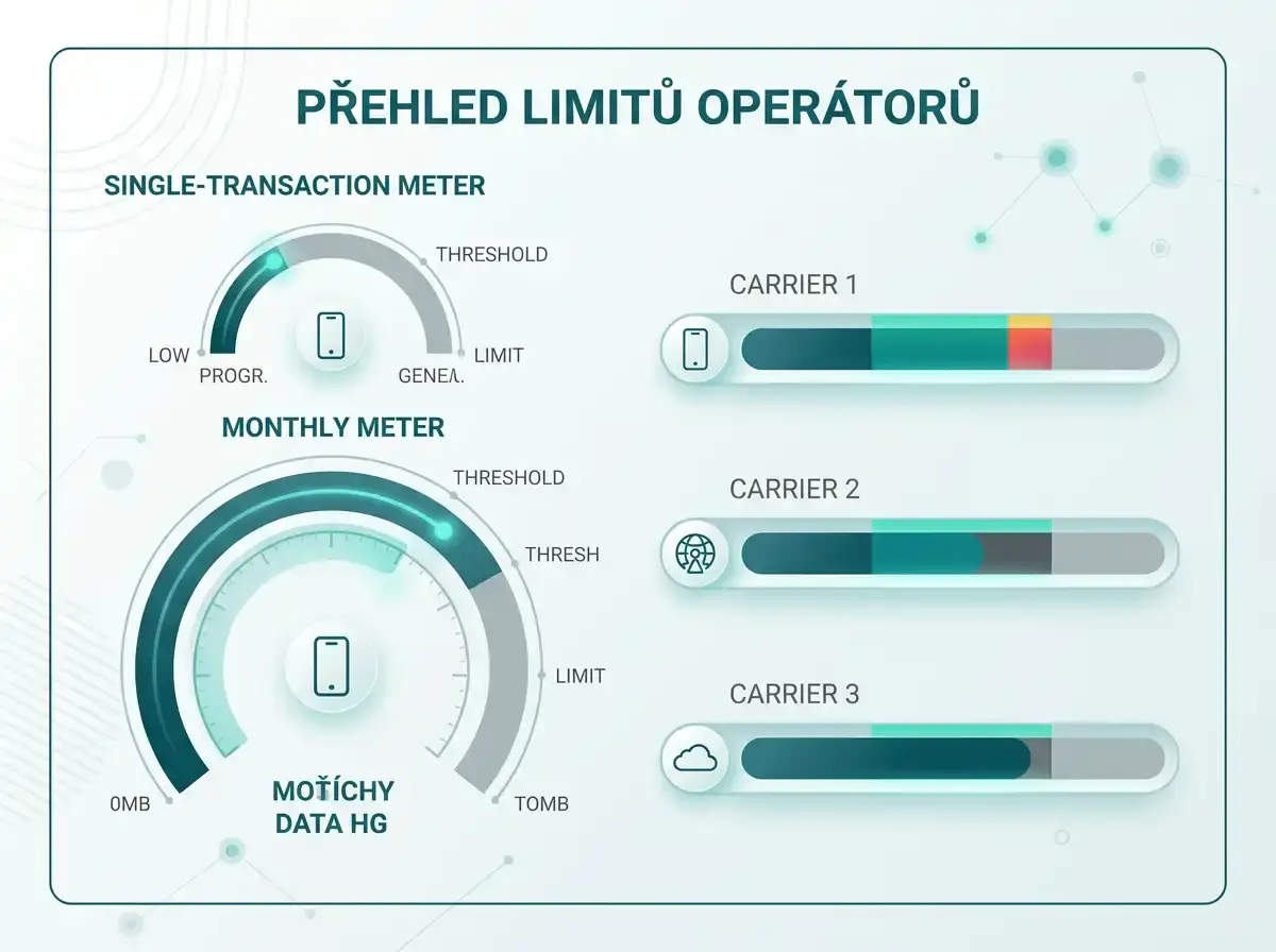 Přehled jednorázového a měsíčního stropu mobilní platby u operátorů