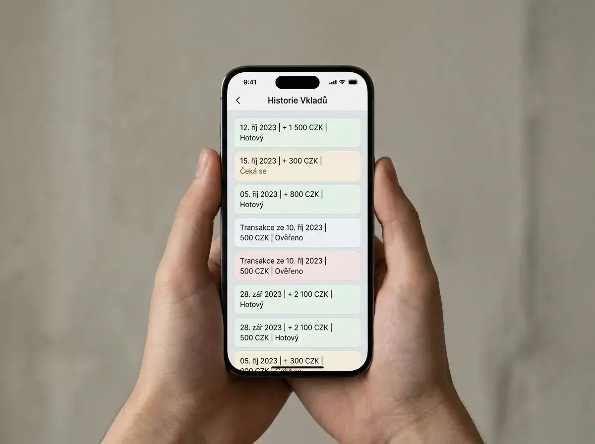 Screenshot historie vkladů v casinu jako důkaz pro reklamaci