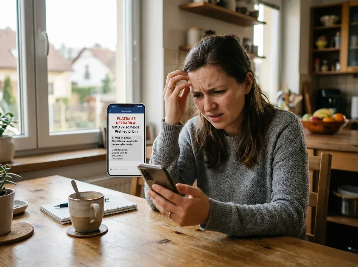 Hráč zjišťuje, proč mu nejde SMS vklad do casina, na telefonu