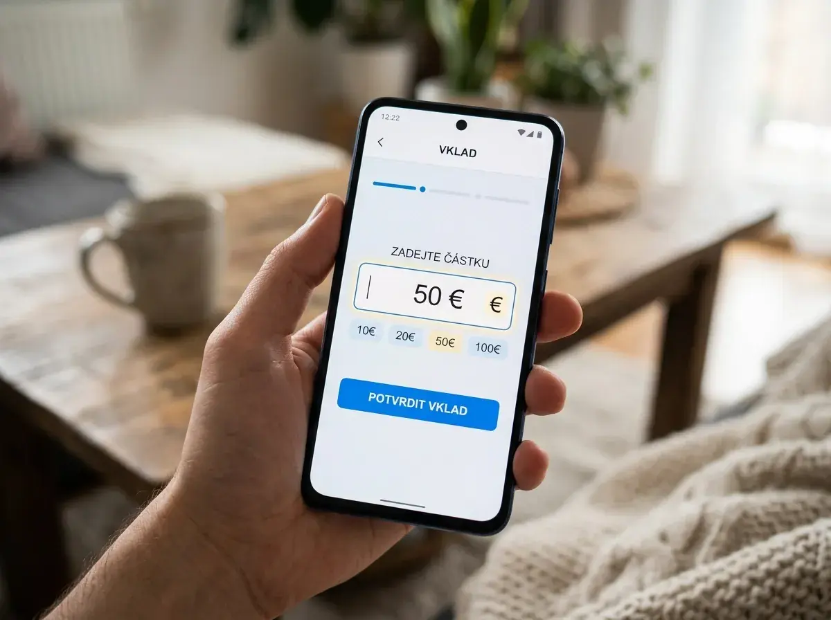 Zadání částky mobilního vkladu v rozhraní casina SYNOT TIP