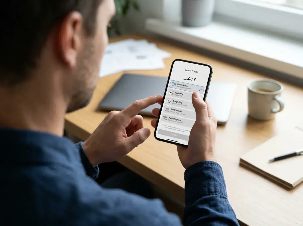 Výběr mobilní platby v rozhraní casina SYNOT TIP na telefonu