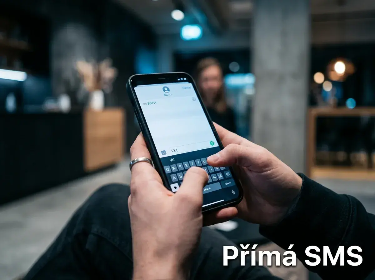 Hráč píše SMS na číslo 90211 pro přímý vklad do Tipsportu na telefonu