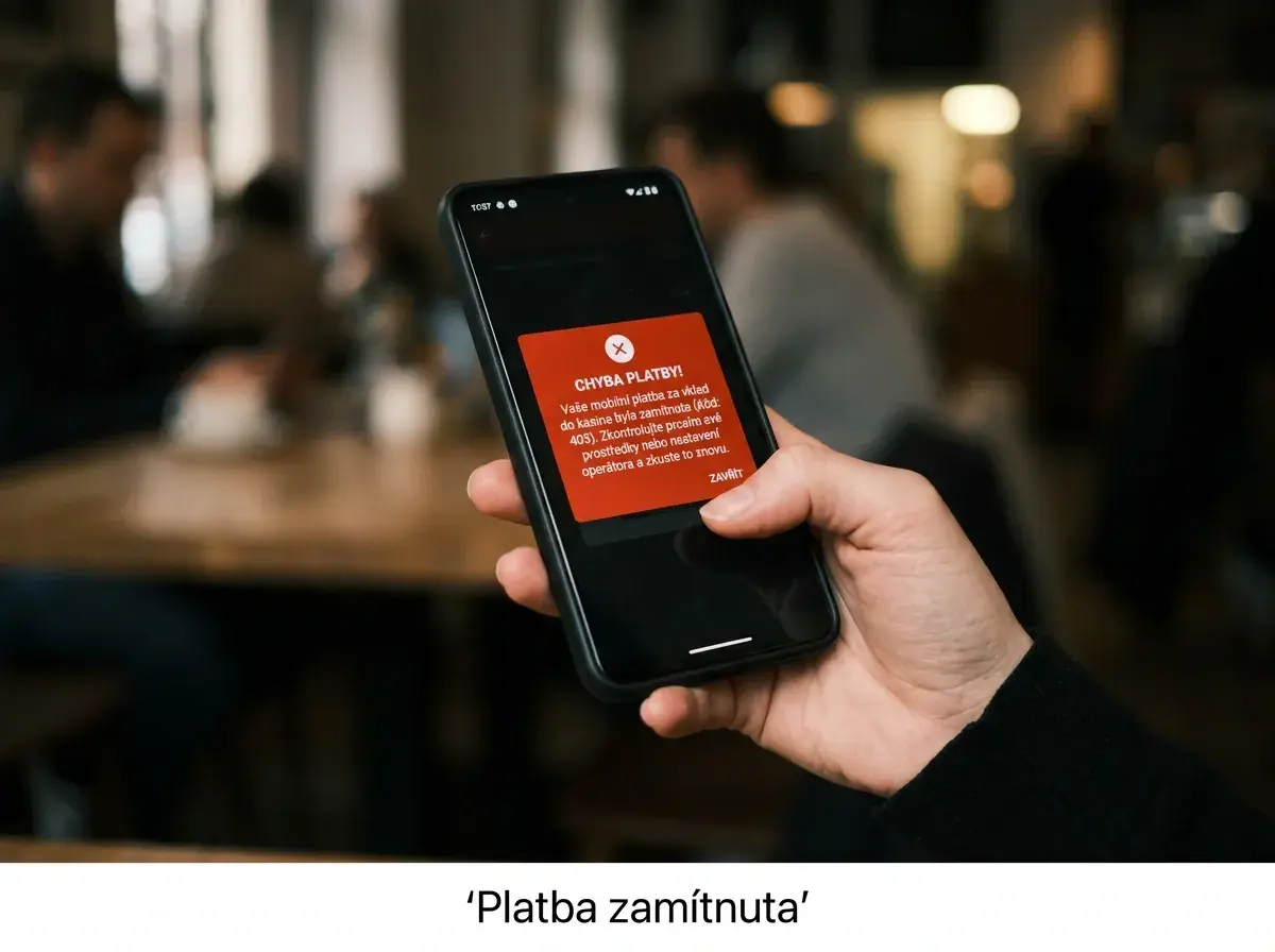 Chybová hláška u zamítnutého mobilního vkladu do casina na telefonu